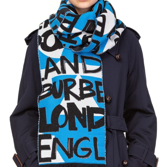 NWT Burberry Jacquard Graffiti Scarf - Picture 2 of 8